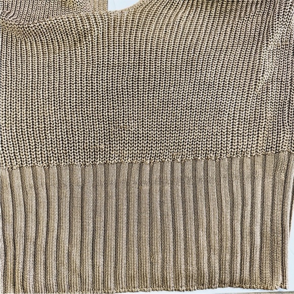 Theory brown metallic roving cropped sweater in toffee NEW - Picture 10 of 13